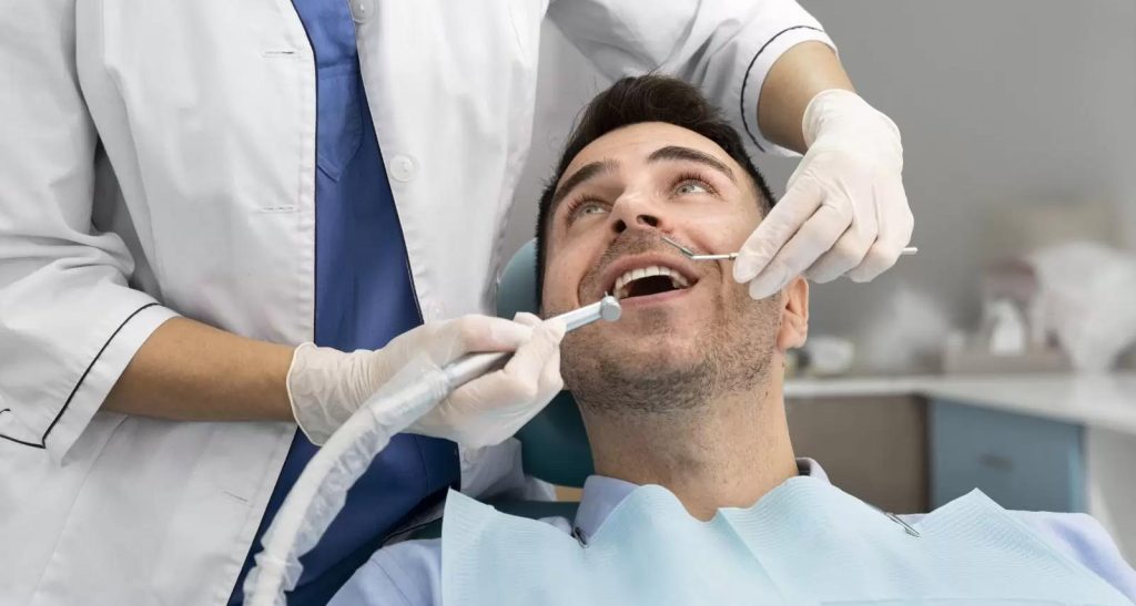 Man happy after choosing rigth dentist